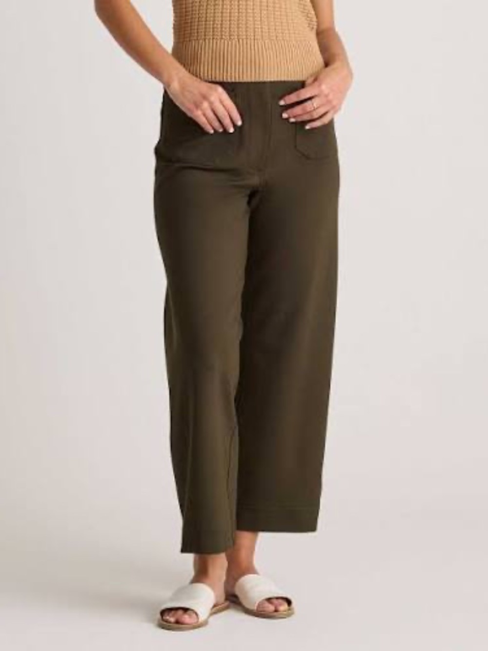 Ultra Stretch Ponte Cropped Pants in Olive